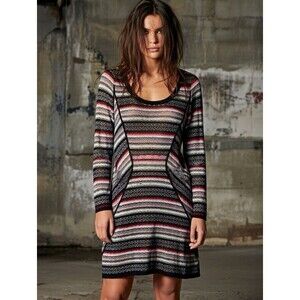 Element Live Learn Grow Striped Knit Tunic Sweater Dress Aztec Boho Size L Y2K